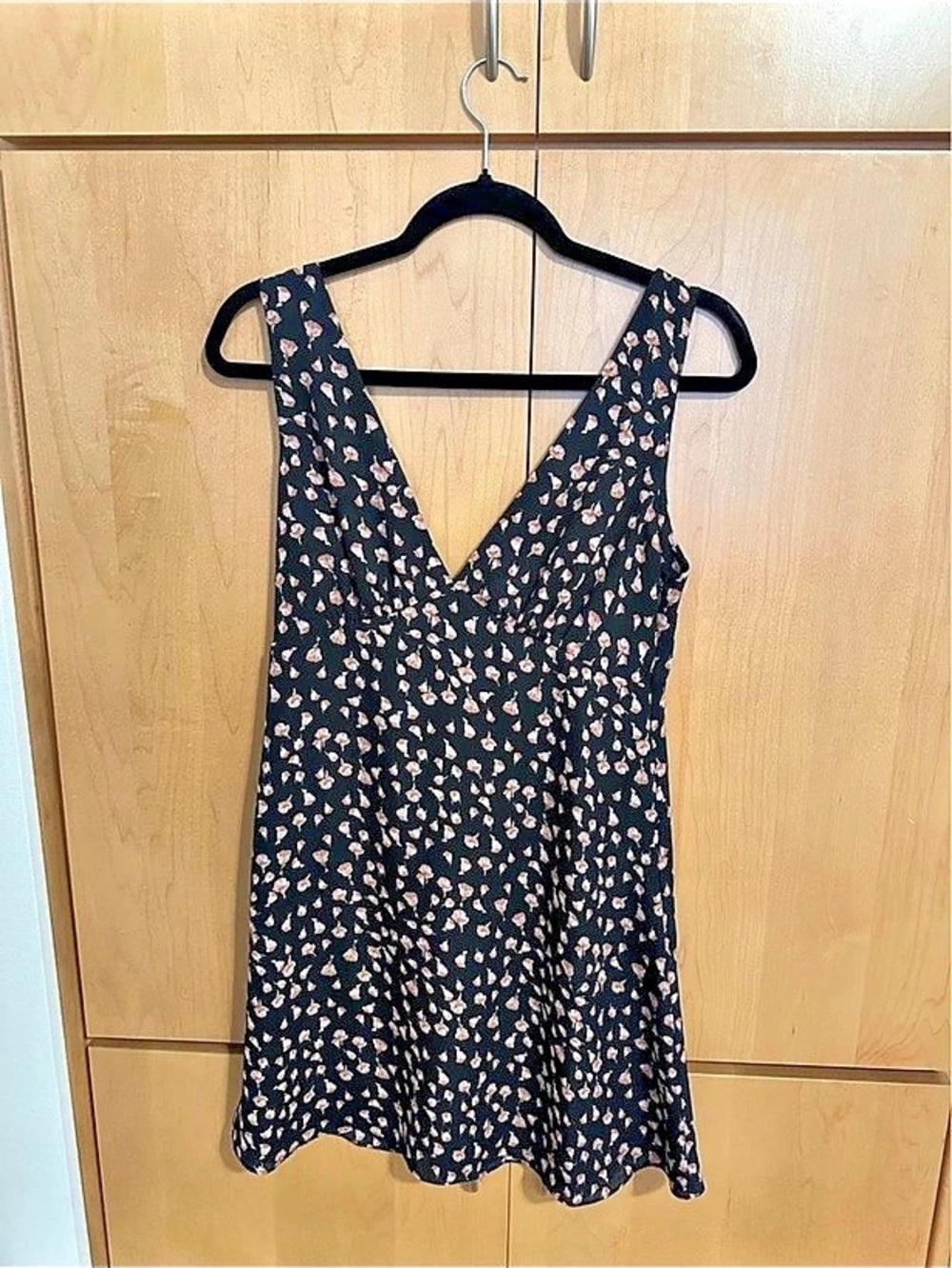Reformation Floral Mini Dress in Black & Pink